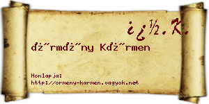 Örmény Kármen névjegykártya